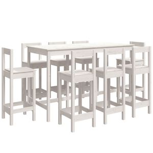 vidaXL 9-delige Barset massief grenenhout wit