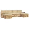 vidaXL Sofa-Sets met kussen 6 pcs Wit en Beige Massief Acaciahout