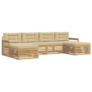 vidaXL Sofa-Sets met kussen 6 pcs Wit en Beige Massief Acaciahout