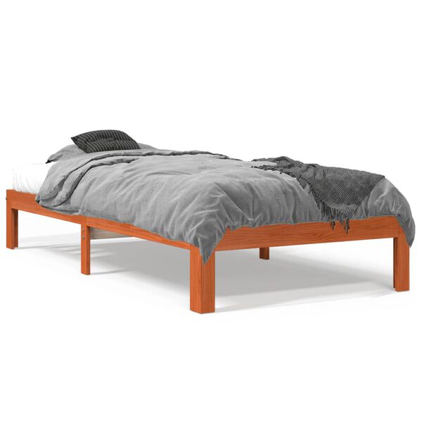 vidaXL Bedframe zonder matras massief grenenhout wasbruin 75x190 cm