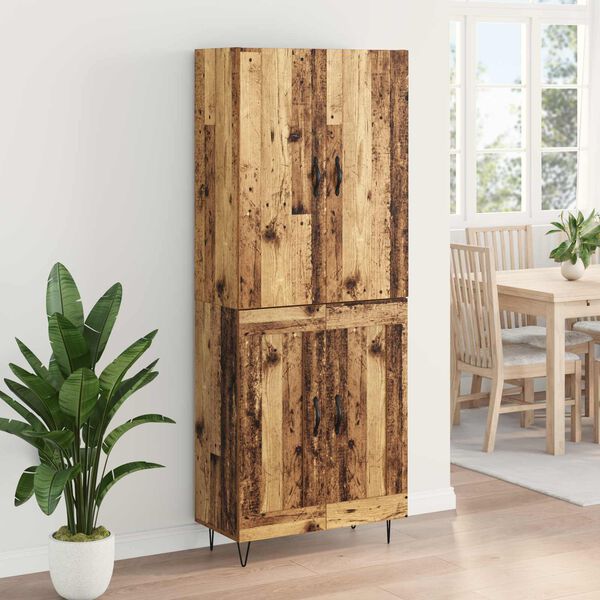 vidaXL Hoge kast 2 pcs Oudhout Bewerkt hout