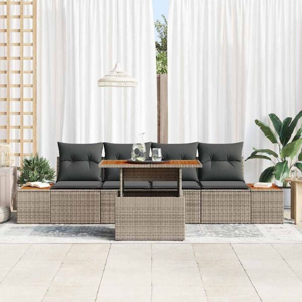 vidaXL Tuin Sofa Set met opslag 5 pcs Grijs Poly riet