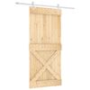 vidaXL Schuifdeur Natuurlijk en Wit 95 x 210 cm Massief Grenenhout