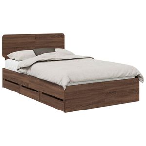 vidaXL Bedframe met lade Bruine eik 135 x 190 cm Geconstrueerd hout