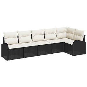 vidaXL Tuinbankenset 6 st Zwart en Wit poly rattan