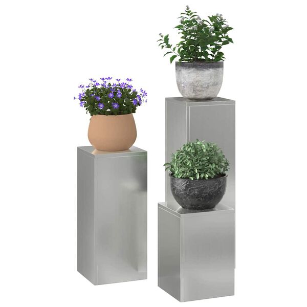 vidaXL Plantenstandaard 3 pcs Zilver Gegalvaniseerd staal