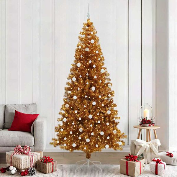vidaXL Kerstboom met 300 LED met standaard Goud 240 cm PET