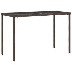 vidaXL Tuintafel met glazen blad 115x54x74 cm poly rattan bruin