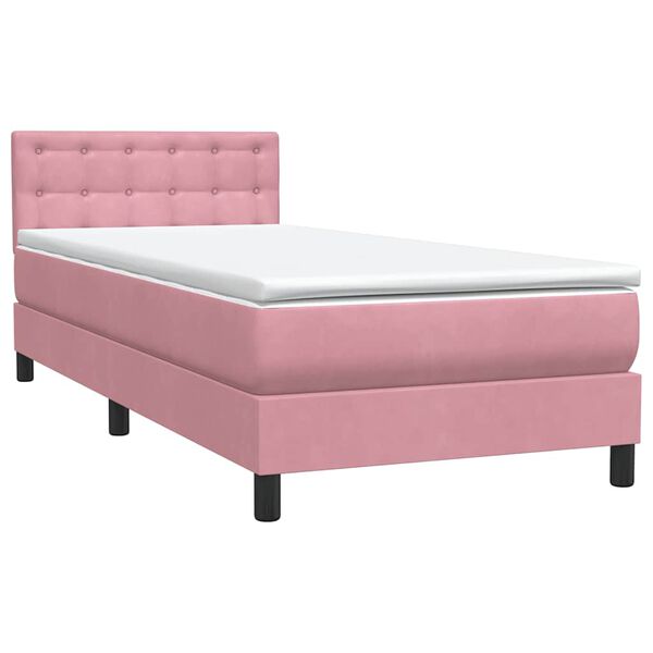 vidaXL Boxspring met matras fluweel roze 80x220 cm