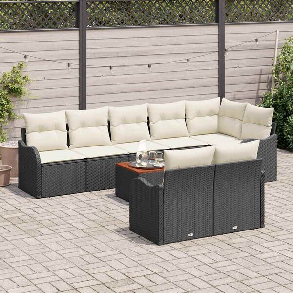 vidaXL Tuinbankenset met kussen 9 pcs Zwart poly rattan