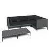 vidaXL 5-delige Loungeset met kussens poly rattan donkergrijs