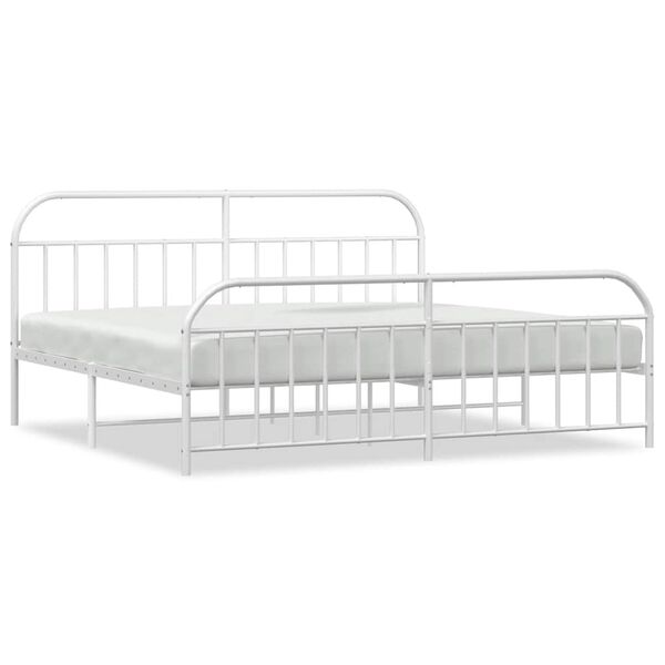 vidaXL Bedframe met hoofd- en voeteneinde metaal wit 193x203 cm