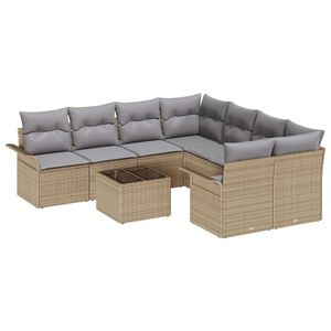 vidaXL Tuinbankenset 9 st Beige en Grijs poly rattan