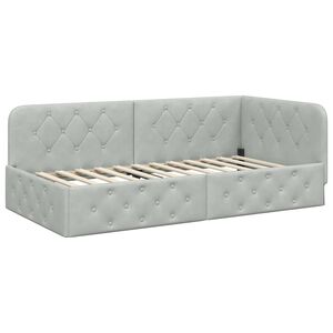 vidaXL Hoekbedframe Lichtgrijs 90 x 190 cm Fluweel