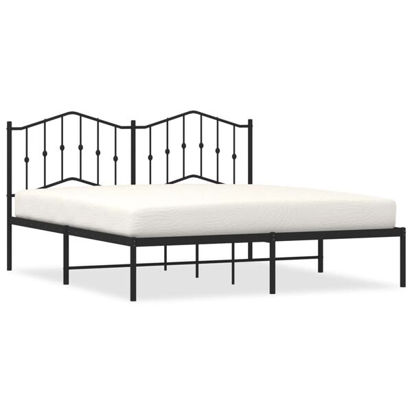 vidaXL Bedframe met hoofdbord metaal zwart 160x200 cm