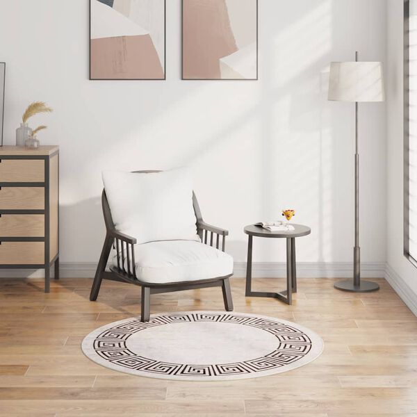 vidaXL Vloerkleed wasbaar anti-slip &oslash;120 cm lichtbeige