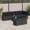 vidaXL Bankstel met kussen 9 pcs Zwart poly rattan