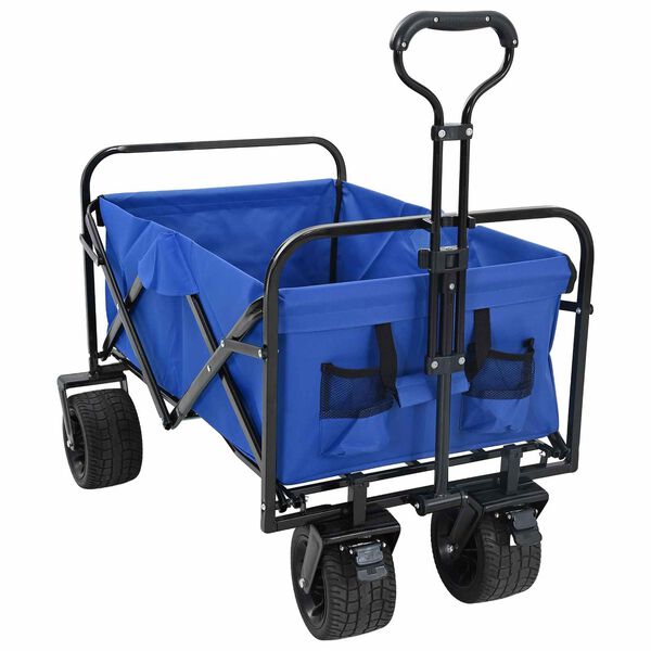 vidaXL Vouwbare Handtrolley Blauw 89 x 63 x 96 cm Staal en Oxford stof