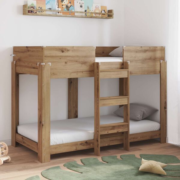 vidaXL Bunk Bed voor Kinderen Artisan Eiken 80 x 160 cm Bewerkt hout