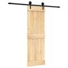 vidaXL Schuifdeur Naturel en Zwart 70 x 210 cm Massief Grenenhout