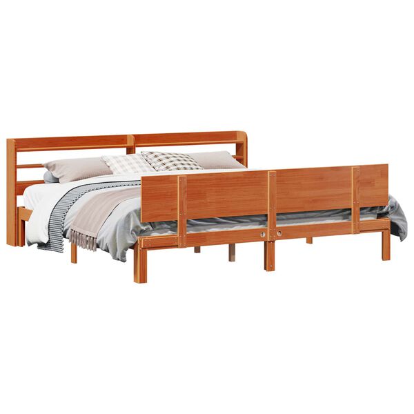 vidaXL Bedframe met hoofdeinde 2 pcs Wasbruin Massief Vurenhout