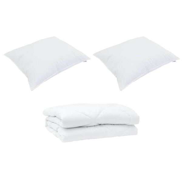 vidaXL Dekbed met kussen 3 pcs Wit Microfibre