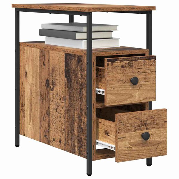 vidaXL Nachtkastje met lade Oud hout 30 x 60 x 60 cm Bewerkt hout