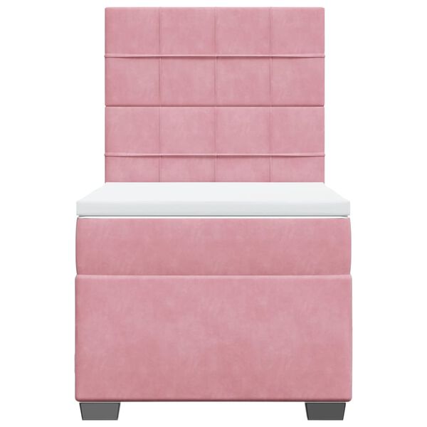 vidaXL Boxspring met matras fluweel roze 90x200 cm
