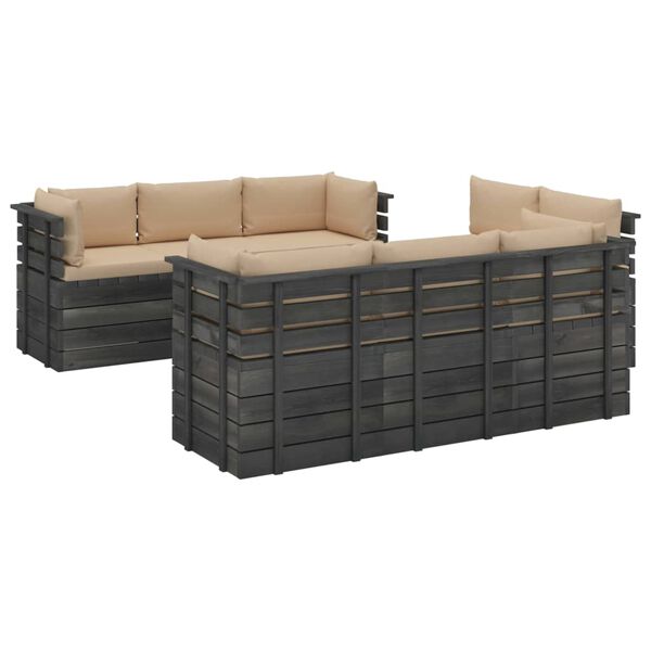 vidaXL 9-delige Loungeset met kussens pallet massief grenenhout