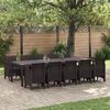 vidaXL Tuin Eetset met kussen 11 pcs Bruin Rattan
