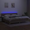 vidaXL Boxspring met matras en LED stof taupe 200x200 cm