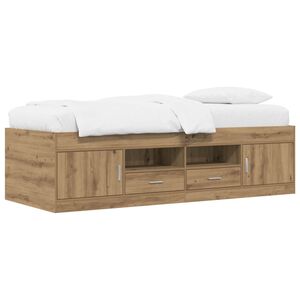 vidaXL Bedframe met opslag Artisanaal eiken 80 x 200 cm Bewerkt hout