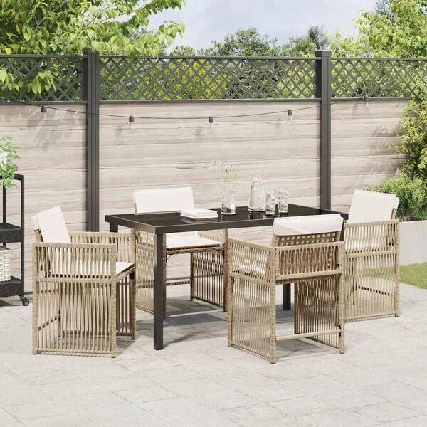 vidaXL Tuin eettafelset 5 pcs Beige poly rattan