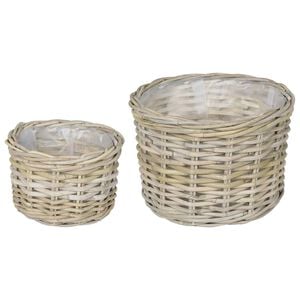 vidaXL Bloempot Mand GENDT 2 st Natuurlijk grijs Kubu Rattan
