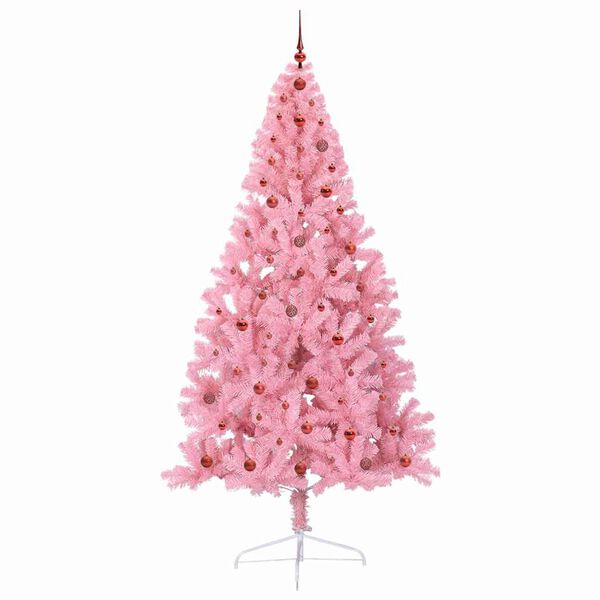 vidaXL Kunstmatig Voorverlicht Kerstboom met 300 LED Roze 240 cm PVC