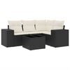 vidaXL 5-delige Loungeset met kussens poly rattan zwart