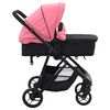 vidaXL Kinderwagen 2-in-1 staal roze en zwart
