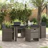 vidaXL Tuin eettafelset 5 pcs Grijs poly rattan