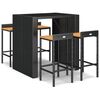 vidaXL 5-delige Tuinbarset poly rattan en massief acaciahout zwart