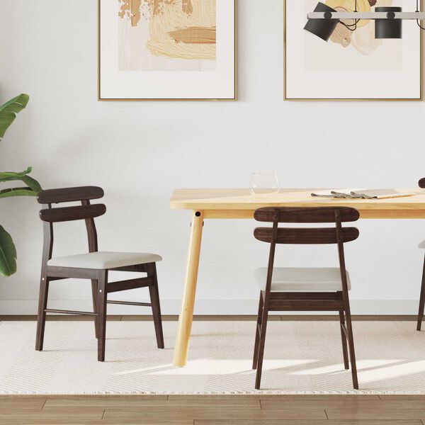 vidaXL Eetkamerstoel 2 pcs Lichtbruin en Licht Massief Rubberhout