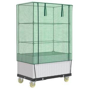 vidaXL Plantenbak verhoogd met hoes en wielen 80x50x182 cm rattanlook