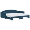 vidaXL Slaapbank onderschuifbed en matrassen 90x200 cm fluweel blauw