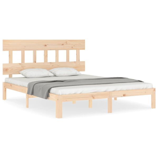 vidaXL Bedframe met hoofdbord massief hout
