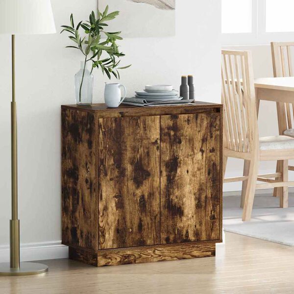 vidaXL LED Sideboard Gerookt eiken 71 x 34,5 x 75 cm Bewerkt hout