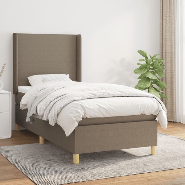vidaXL Boxspring met matras stof taupe 80x200 cm