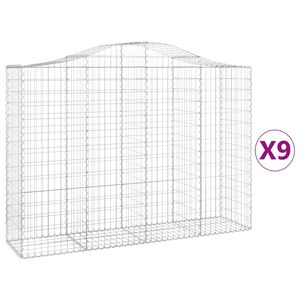 vidaXL Schanskorven 9 st gewelfd 200x50x140/160 cm ijzer