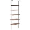 vidaXL Ladderrek met 5 schappen 64x35x185 cm donkerbruin en zwart