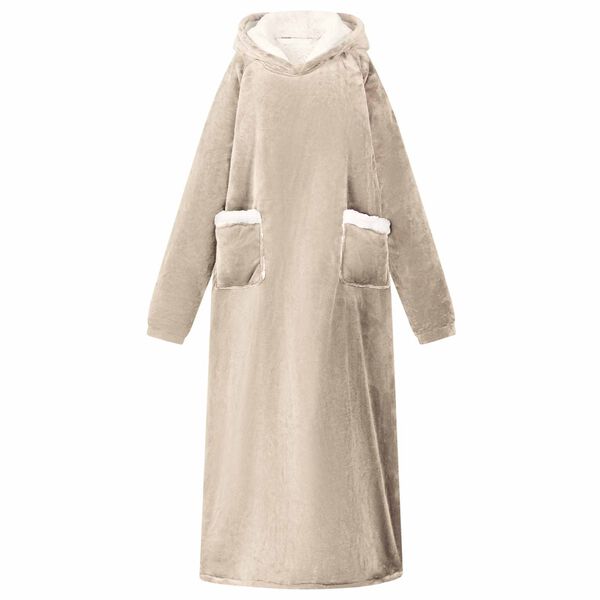 vidaXL Deken hoodie Beige l Fleece en Flanel