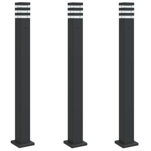 vidaXL Buitenvloerlampen 3 st met stopcontact 110 cm aluminium zwart