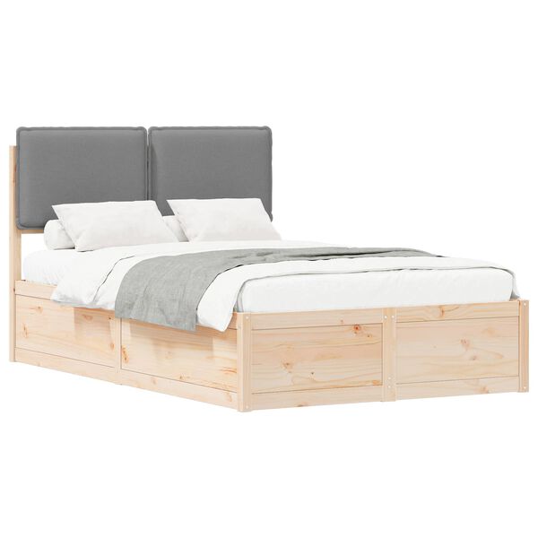 vidaXL Bedframe met Gevoerd Hoofdgedeelte Lichtgrijs 120 x 190 cm